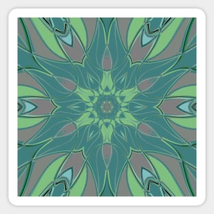 Cartoon Mandala Flower Green and Blue Sticker